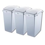 Addis Set of 3 Eco Made from 100% Recycled Plastic 40ltr Waste Trash Bins, 3X 40 Litre, Light Grey, 42.5 x 28 x 56cm