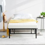 Olee Sleep 14 Inch Foldable Metal Platform Bed Frame, Steel Mattress Foundation, Comfort Base, Easy Under Bed Storage, No Box Spring Needed, Twin Size