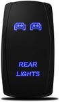 MICTUNING MIC-LSR12 5Pin Rear Lights Rocker Switch On-Off LED Light 20A 12V, Blue