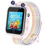 PTHTECHUS Kids Game Smart Watch for Boys and Girls,Kids Smart Watch with 24 Puzzle Games Dual Cameras Touch Screen Music Player Flashlight Pedometer Smartwatch for 4-12 Years Children Gifts(Pink)