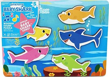 Cardinal Games 6054918 Baby Shark Chunky Wood Sound Puzzle, Multi Colour