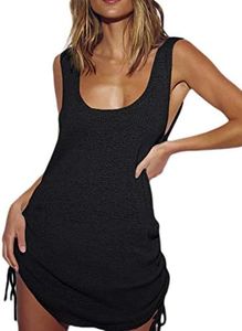 Bsubseach Costume da Bagno Bikini Senza Schienale all'Uncinetto da Donna Copricostume da Spiaggia Estivo con Scollo Tondo in Maglia Nero