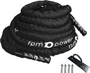 RPM Power Battle Rope - Powerful Cardio & Strength Building Fitness Rope for Full-Body Training & Weight Loss - Includes Steel Anchor Point (9m / 50mm Diameter)