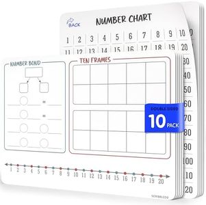 SCRIBBLEDO Number Bonds 9”x12” Small White Board Dry Erase Sheets Math Manipulatives Number Chart Ten Frame Number Line Math Supplies Teacher Students Classroom Pack of 10 Sheets