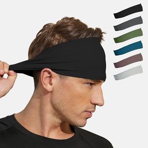 VIMPEP Sports Headbands for Men Sweatband Workout Headband for Running,Basketball,Tennis,Yoga Fitness Stretchy Quick-Dry Hairband for Unisex Black,Dark Grey, Green, Sky Blue, Brown, Gray