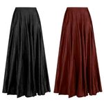 Mrugneni Silk Maxi Skirts, Ethnic Wear, Kali Pattern, Set of 2, (in, Alpha, Free Size, Regular, Black/Maroon)