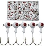 Generic Fishing Jig Kit - 1/4oz, 57pcs - Round Jig Head - Fishing Hooks - Perfect for Freshwater and Saltwater - Comes in a Convenient Plastic Case! (White)