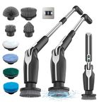 Leebein Electric Spin Scrubber, 2024 Upgraded Electric Scrubber for Cleaning, Spin Scrubber with Long Handle & 8 Replaceable Brush Heads, Remote Control Shower Cleaner Brush for Bathroom, Floor