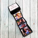 CRAFTED WITH PASSION Personalised Photo Gift box For Birthday/Anniversary/Valentine's Day || Ladder box with Photo, black, Pack o 1