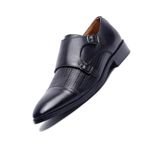 LOUIS STITCH Formal Shoes for Men | Italian Leather Double Monk Strap Handcrafted Shoes | Stylish Lace-Up Business, Formal, Shoes | Dual Tone Black| UK Size 11 (EUWEDMJB)