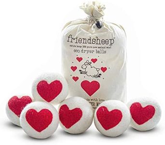 Friendsheep Wool Dryer Balls Red Heart 6 Pack XL Organic Premium Reusable Cruelty Free Handmade Fair Trade No Lint Fabric Softener - One Love
