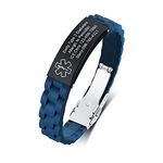 VNOX Medical Alert Bracelets for Men & Women Kids with Free Engraving Adjustable Stainless Steel Mesh Emergency Medical ID Bracelets Wristband, 5.9*0.6 inches, *custom engraving, Lava Stone