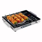 Cadlec HeatMate 2200W Infrared Cooktop Stove with Grill Rack for Barbecue, Crystal Glass Plate, Digital Display, Touch Control, Infrared Hot Plate (Black)