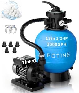 FOTING 2026New Sand Filter Pump with Timer for Above Ground Pool, Pool Pumps Above Ground with 7-Way Multi-Port Valve, Pool Sand Filter for High-Efficient Filtration & Circulation, 12inch