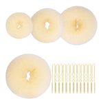 4pcs Hair Donut Hair Bun Shaper Set,4 Sizes Hair Donut Bun Ring With 20 Golden Bobby Pins,Chignon Bun Maker Hair Ring Style Accessories for Dancer Ballet Girls,Doughnut Bun Hair Accessories