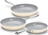 MICHELANGELO Non Stick Frying Pan Set - Ceramic Frying Pans Nonstick, 20cm/24cm/28cm Nonstick Frying Pan Set, Non-Toxic, Ceramic-Coated, Beige