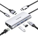 LENTION USB C Hub with 4K HDMI, Gigabit Ethernet, 3 USB 3.0 & Type C Charging for 2023-2016 MacBook Pro, New Mac Air/Surface/Chromebook/Steam Deck, More, Stable Driver Adapter (CB-C65, Sliver)