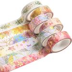 CCINEE Floral Washi Tape,Gold Foil Decorative Masking Tape Set for Bullet Journal Scrapbooking Planner Craft Supply,6 Rolls