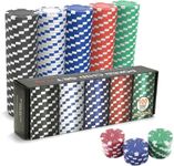 100 Poker Chips, Casino Poker Chips Set, 11.5 Gram Plastic Poker Chips Clay Blank Game Chips for Poker Card Games Texas Holdem Blackjack Gambling (with Gift Box)