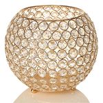 VINCIGANT Gold Crystal Pillar Candle Holders Wedding Centerpieces for Dining Room Table,Home Decoration,Gift Boxed,20cm diameter