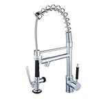 Beelee Professional Chrome Spring Kitchen Sink Mixer Tap 360 Degree Rotation Single Holder Single Hole Pull Out Spray + Swivel Mixer Spout