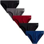 Reebok Men's Briefs - 5 Pack Quick Dry Low Rise Performance Underwear Briefs - Soft Stretch Athletic Men's Bikini Briefs S-XL, Black/Rhubarb/Blue/Black, Large