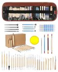 QITIUNLXY Pottery Clay Sculpting Tools，44Pcs Pottery Tools and Supplies for Professionals Kit，Double Sided Polymer Clay Tools, Ceramic Clay Carving Tool Set with Carrying Case Bag for Beginners