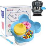 BlueOrigin Car Seat Snack Tray - Travel Tray for Kids Car Seat, Stroller, Booster and Anywhere with a Cup Holder, Toddler Road Trip Essentials Food Plate for Snacks, Toys, Entertainment (Blue)