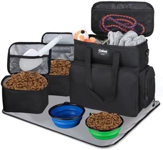 Dog Travel Bag Airline Approved–Pet Travel Tote with Collapsible Bowls,Food Containers & Feeding Mat–Multi-Pocket Organizer for Dogs & Cats, Durable & Water-Resistant for Hiking,Trips,Outdoors