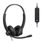 JPL USB Headset Commander-2 (V2) Binaural | USB-A Plug & Play | Professional Office/Contact Centre | Noise Cancelling | Incl Soft Pouch Case & A to C USB Adapter | Compatible with Major Softphones