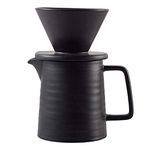 mondays. Pour Over Coffee Maker Set, Premium Ceramic Dripper & Decanter, 1-2 Cup Home Filter Coffee Maker (Black)