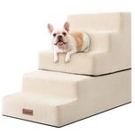 5-Step Dog Stairs to Bed, Dog Steps for High Beds and Couch, Non-Slip Pet Stairs for Small Dogs and Cats,Dog Bed Stairs, Beige, 3/4/5 Steps