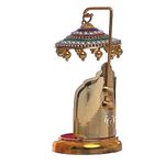 Tej Gifts Metal Diamond Studded Umbrella Chhatra With Golden Hangings For God Idol, Car Dashboard/Office Desk/Table/Home Decor Showpiece, Chatri Aasan For Murti, Ideal Gift Item, 10 Cm,12 Centimeters