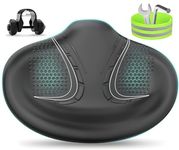 BLUEWIND New Noseless Oversized Bike Seat, Wide Bicycle Saddle Novel Backrest Design for Electric Bike, Universal Fit Exercise Bike or Road Stationary Bike Seat Cushion for Men & Women