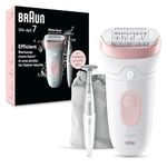 Braun Silk-épil 7, Epilator with Wide Head for Easy Hair Removal, Wet & Dry, Lasting Smooth Skin, with Bikini Trimmer, 7-210, White/Flamingo