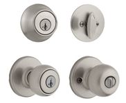 Weiser Fairfax Satin Nickel Front Door Knob with Deadbolt, Reversible Exterior/Interior Entry Door Knob with Key and Deadbolt Lock, Front Door Knobs with Lock/Front Door Lock, Traditional Home Décor