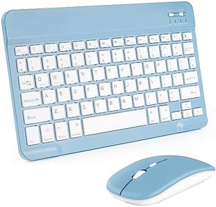 Teclado inalámbrico portátil, AIMMIE Rechargeable10 Teclado Universal ultradelgado para Tableta con Mouse inalámbrico, pequeño Teclado inalámbrico para tabletas iOS/Android/Windows, computadoras