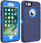 CAFEWICH iPhone 6/6S Case Heavy Duty Shockproof High Impact Tough Rugged Hybrid Rubber Triple Defender Protective Anti-Shock Silicone Mobile Phone Cover for iPhone 6/6S 4.7"(Navy Blue)