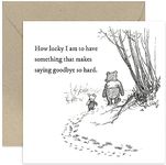 Old English Co. Winnie The Pooh Leaving Card for Him or Her - Friendship Quote from Winnie The Pooh and Piglet for Sister, Cousin, BFF - Thinking of You Sympathy Card | Blank Inside with Envelope