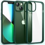 Supdeal Shockproof Clear Case for iPhone 13, [Not Yellowing] [10FT Military Drop Protection] Hard Clear Back Four Corner Airbags Drop Protection Phone Cover, 6.1 inch, Green