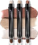 LUXAZA PRO Classic 3PCS Neutral Eyeshadow Stick Makeup Set, Metallic Shimmer Matte Cream Eye Shadow Eyeliner Brightener Pencil Crayon - D1