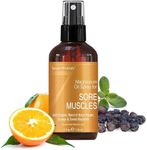 Sore Muscle Relief Magnesium Spray - Made in USA - Powerful Blend of Essential Oils (Black Pepper, Orange, Sweet Marjoram) - for Cramps, Stiffness & More (4 fl oz)