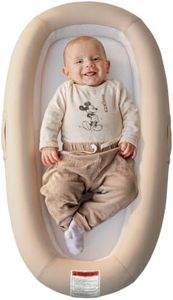 HuggiBaby® Baby Lounger - Organic Cotton & Toxin-Tested Fabrics, 360° Breathable 3D Mesh, Plant-Based Sorona® Core, CPSC Compliant, Orthopedic Support for Newborn Tummy Time & Lounging (Oatmeal)