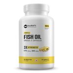 YouWeFit Omega-3 Fish Oil (60 Capsules)| 1250mg Triple Strength Fish Oil Capsules (540mg EPA & 360mg DHA) | No Fishy Burps | For Joint & Heart Health