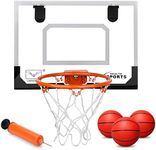 Mini Basketball Hoop for Kid Toddler Adult Toy, Over The Door Basketball Hoop with 3 Red Rubber Balls, Space Saving, Office Door Wall Pool Bedroom Sport Party Favors for Boy Girl Age 2 3 4 5 6 7 8