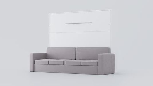 MAXIMAHOUSE Schrankbett horizontale mit Sofa, Invento LED 160H mit Lattenrost aus Holz, Wandklappbett 160x200 Erwachsene, modern Concept und Design, stabil,praktisch