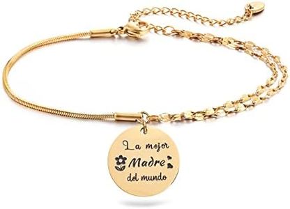 LParkin Pulsera para Mamá La Mejor Madre del Mundo Pulseras para Mamá Regalos para Mamá Oro