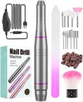 Electric Nail Files, Professional Low Vibration Safe Nail Drill for Acrylic Nails, 20000 RPM Adjustable Speed E File, Mini Manicure Pedicure Set with 11 Drill Bits for Nail Beginner, Tech, Girl