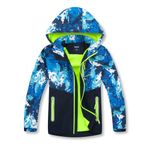 MGEOY Boys Rain Jackets Lightweight Waterproof Hooded Raincoats Windbreakers for Kids Blue 8/9