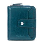 BOSTANTEN Leather Wallets for Women RFID Blocking Zipper Pocket Small Bifold Wallet Card Holder Green